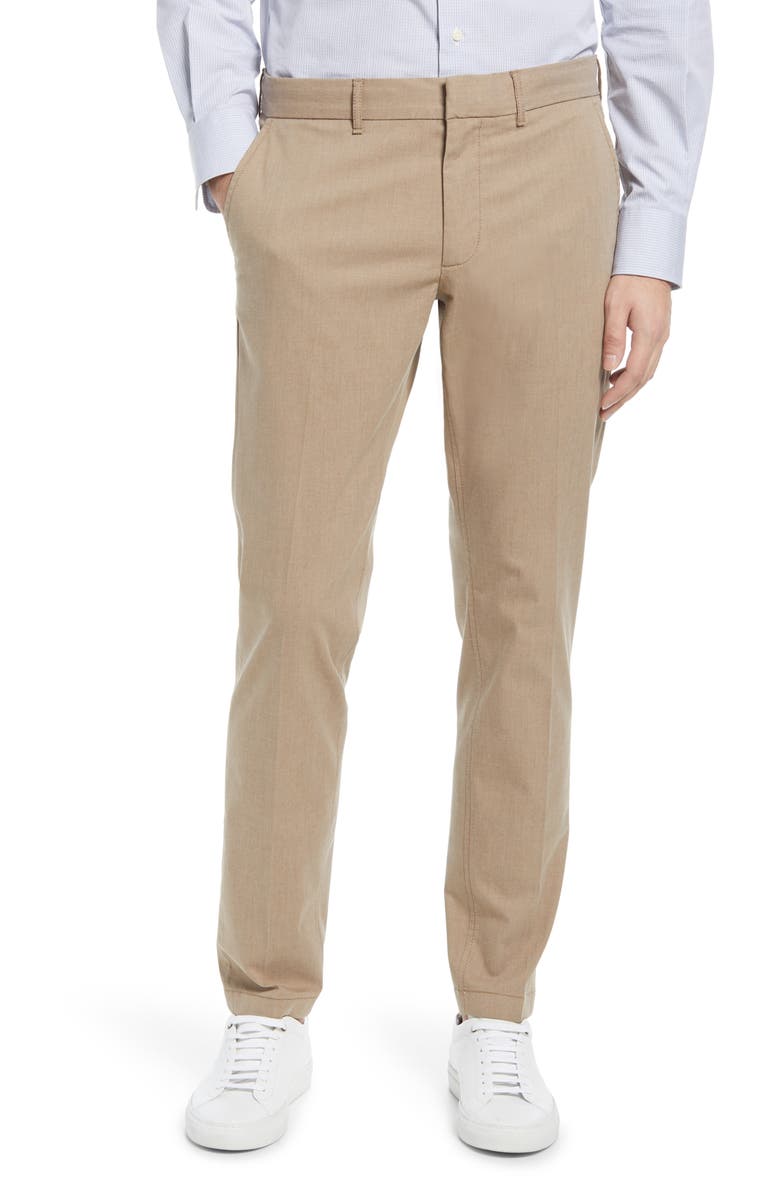 Nordstrom Slim Fit CoolMax<sup>®</sup> Flat Front Performance Chinos, Main, color, Tan Desert Heather