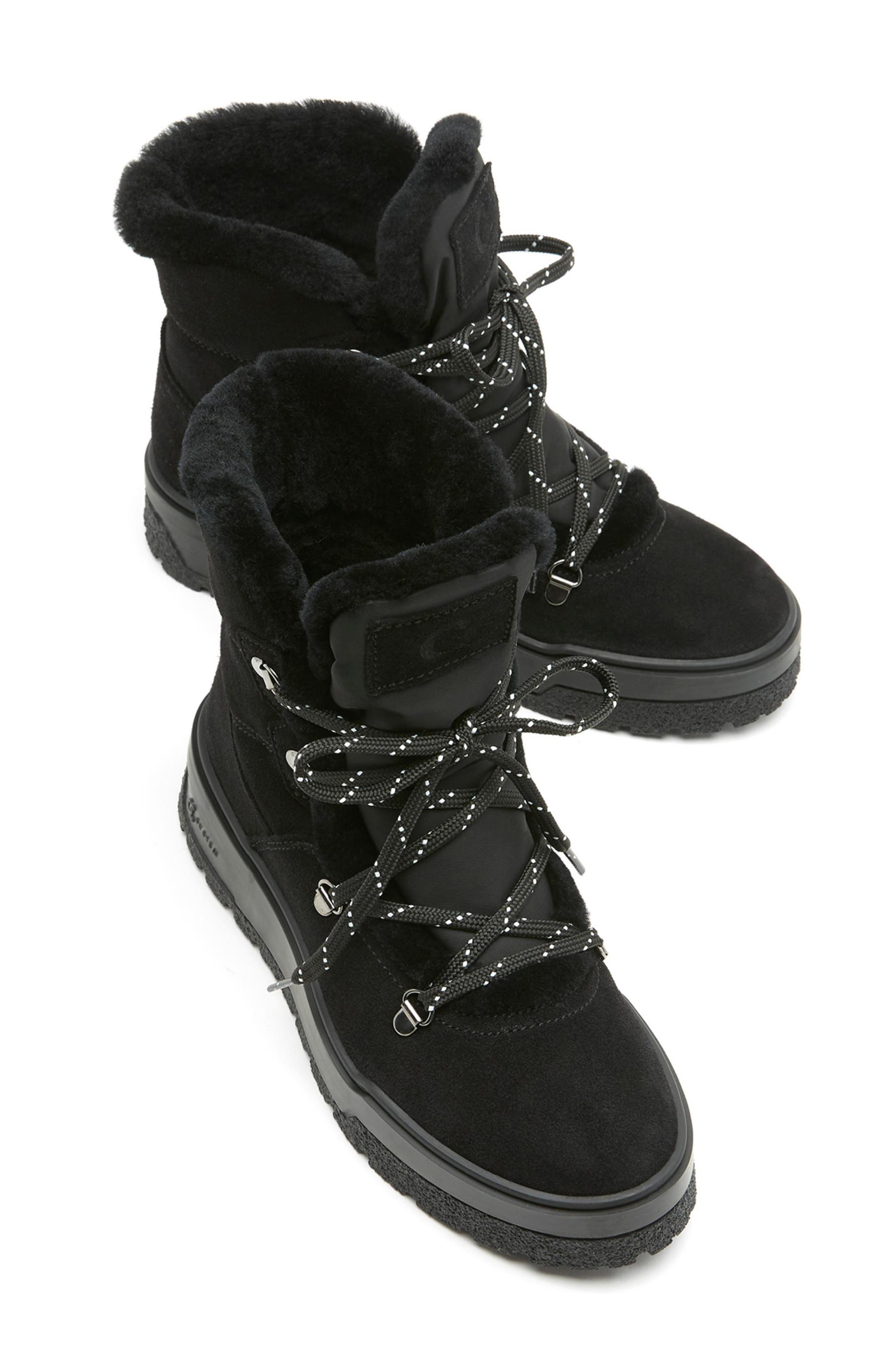 Excellent Waterproof Boot with Genuine Shearling Trim, Alternate, color, BLACK SUEDE