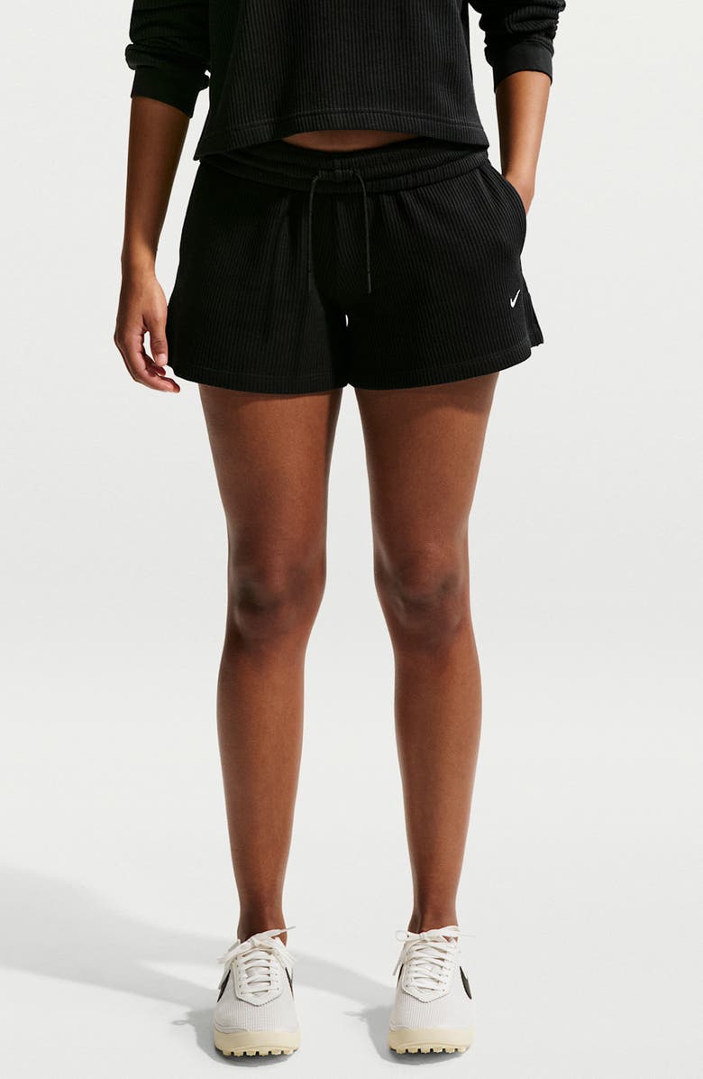 Nike Sportswear Chill Waffle Knit Loose Fit Shorts, Main, color, Black/ Sail