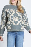 APNY Floral Mock Neck Sweater