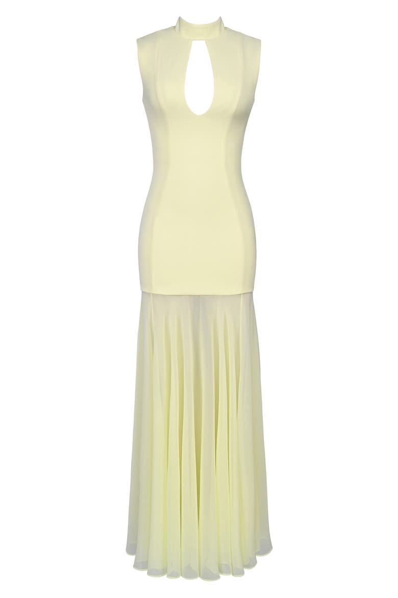 Raphaella Sleeveless Stretch Crepe Gown, Alternate, color, BUTTER