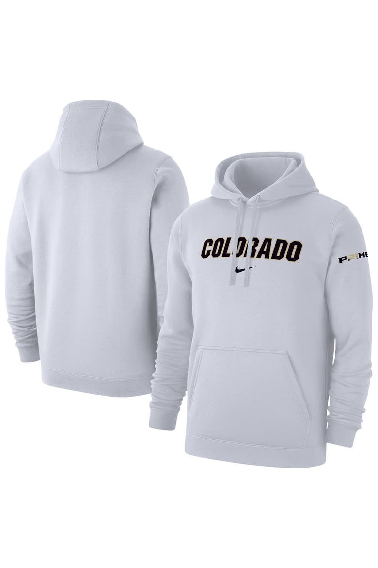 Men's Nike White Colorado Buffaloes Coach Prime Club Fleece Hoodie, Main, color, White