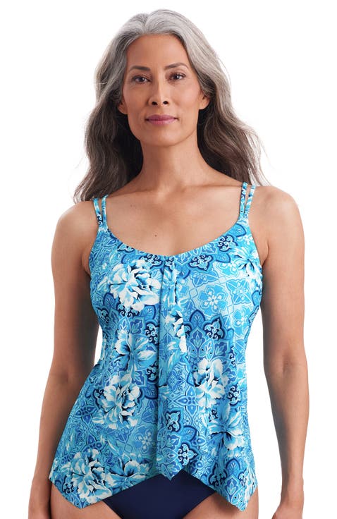 Handkerchief Hem Tankini Swimsuit Top