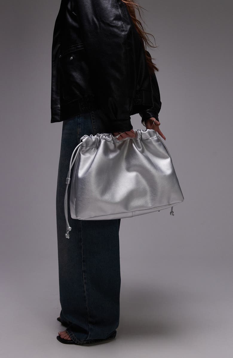 Topshop Gabi Oversized Faux Leather Clutch Bag, Alternate, color,