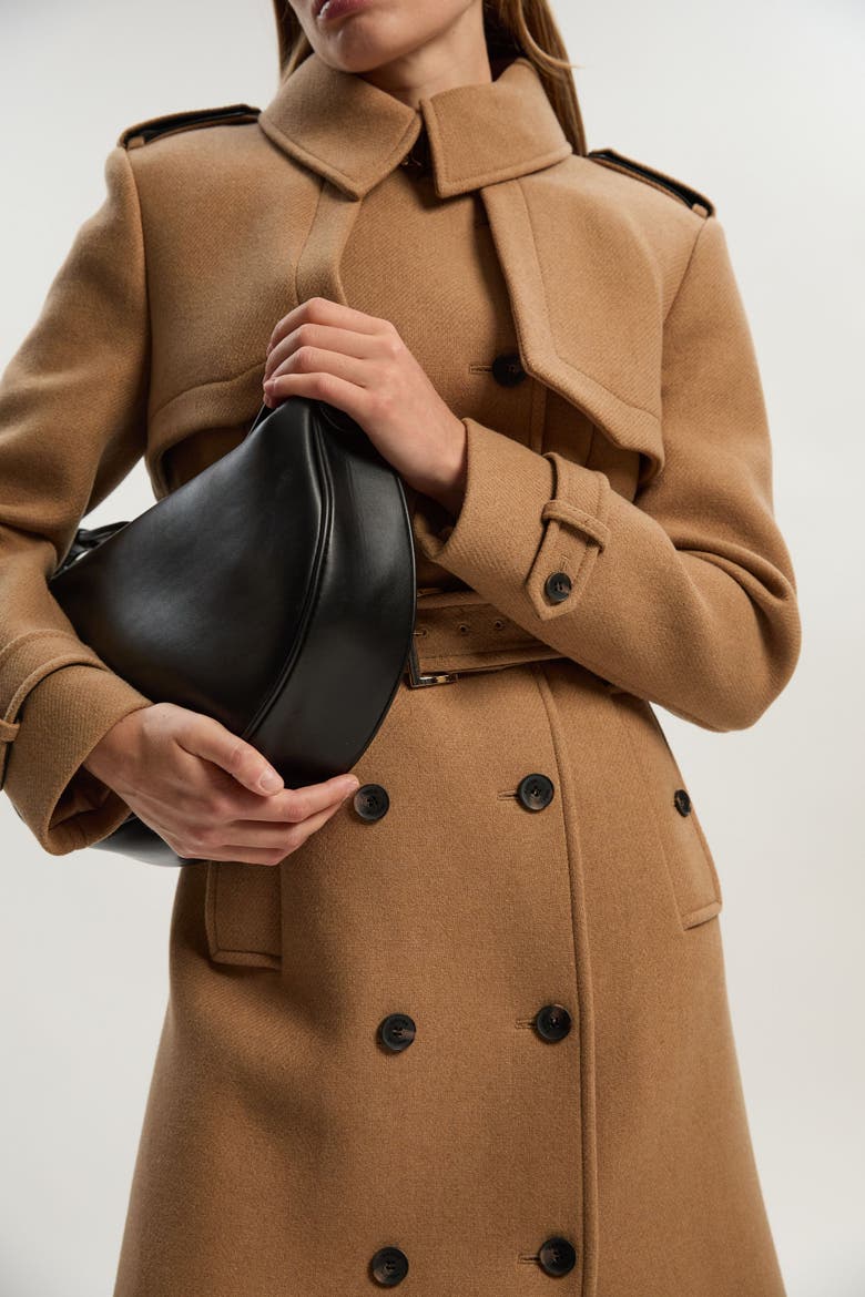 Wool Mix Belted Trench Maxi Coat, Alternate, color, Camel