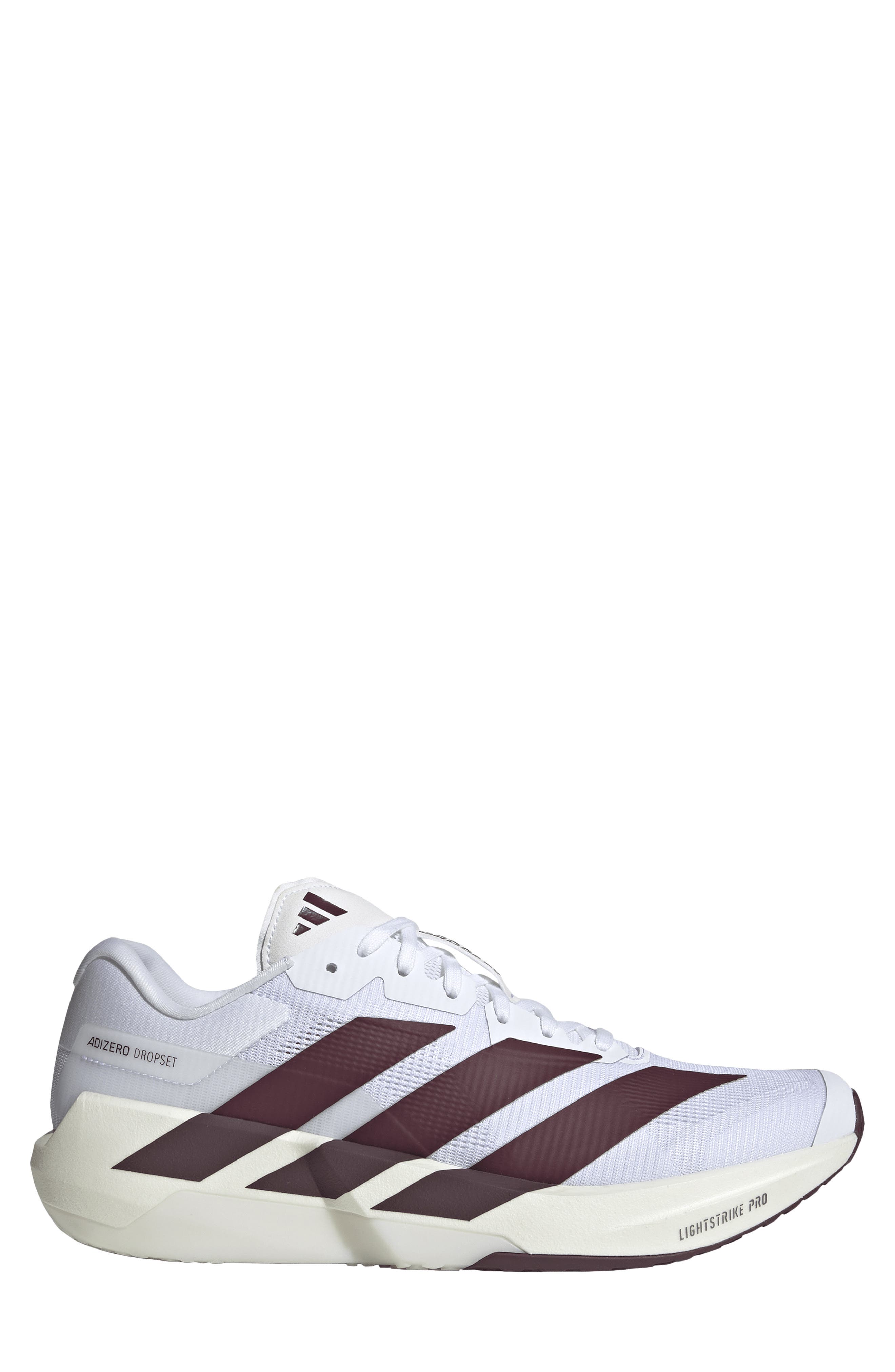 Adizero Dropset Pro Training Shoe, Alternate, color, WHITE/ MAROON/ IRON MET.