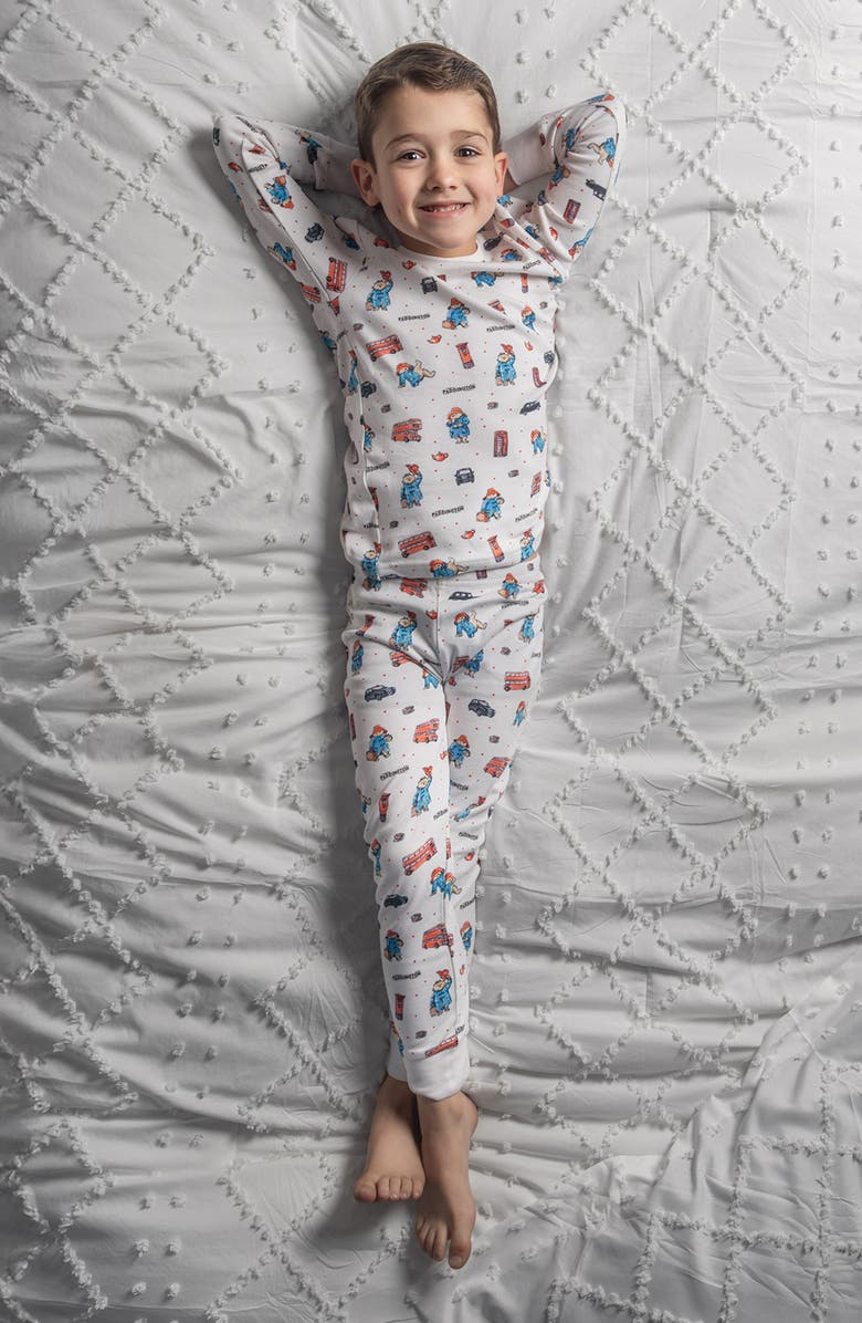 L'ovedbaby x Paddington Bear<sup>™</sup> Fitted Organic Cotton Two-Piece Pajamas, Alternate, color, London Paddington