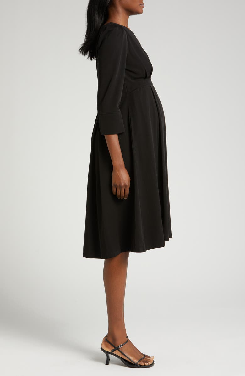 Marion Sarah Empire Waist Maternity/Nursing Dress, Alternate, color, Black