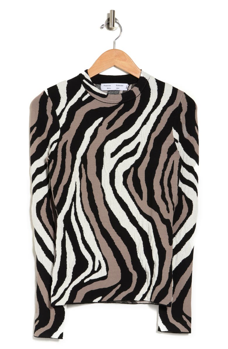 Proenza Schouler White Label Proenza Schouler Zebra Jacquard Long Sleeve Top, Alternate, color,