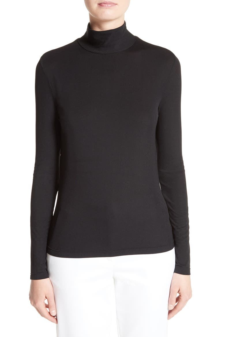 Nuda Fine Jersey Turtleneck Top, Main, color, CAVR CAVIAR