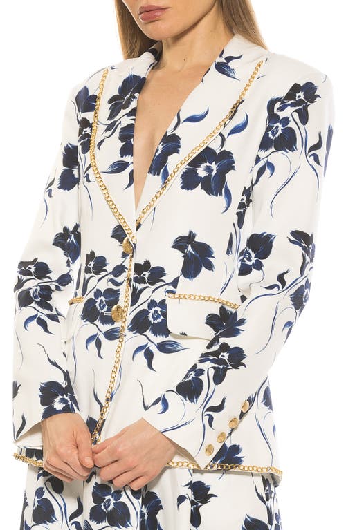 Alexia Admor Janet Chain Trim Blazer In Blue Floral