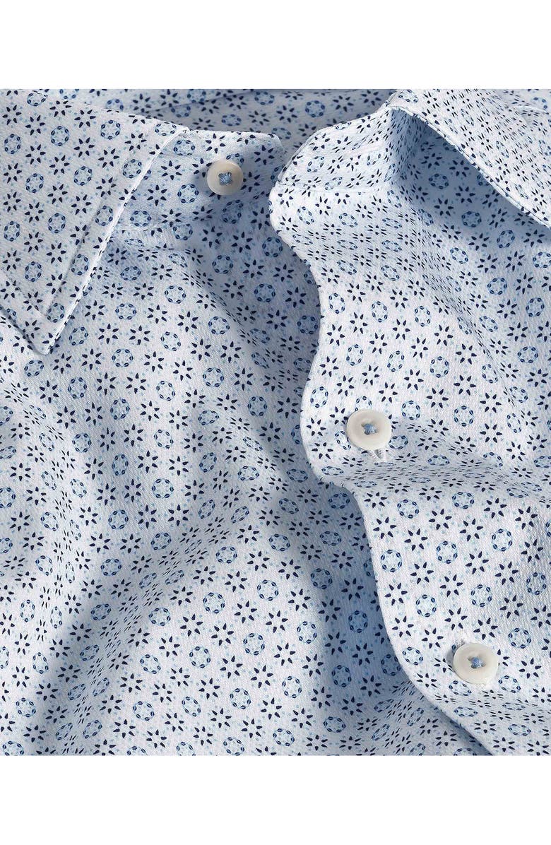 David Donahue Neat Print Short Sleeve Dobby Shirt, Alternate, color, 