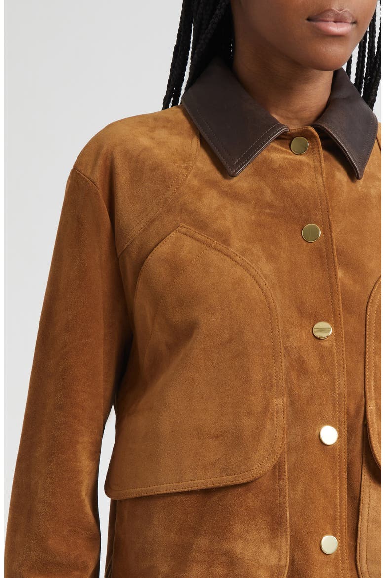 Walters Crop Suede Barn Jacket, Alternate, color, WHISKY