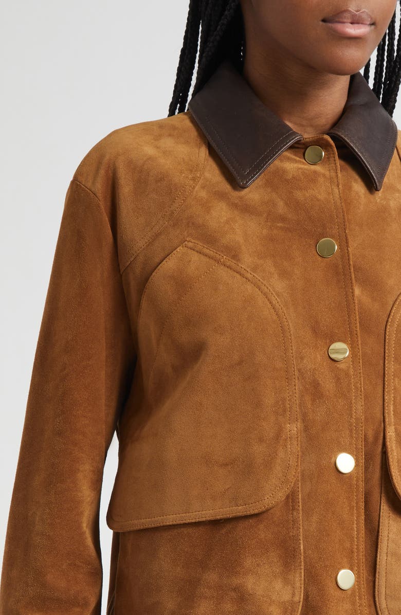 Veronica Beard Walters Crop Suede Barn Jacket, Alternate, color, Whisky