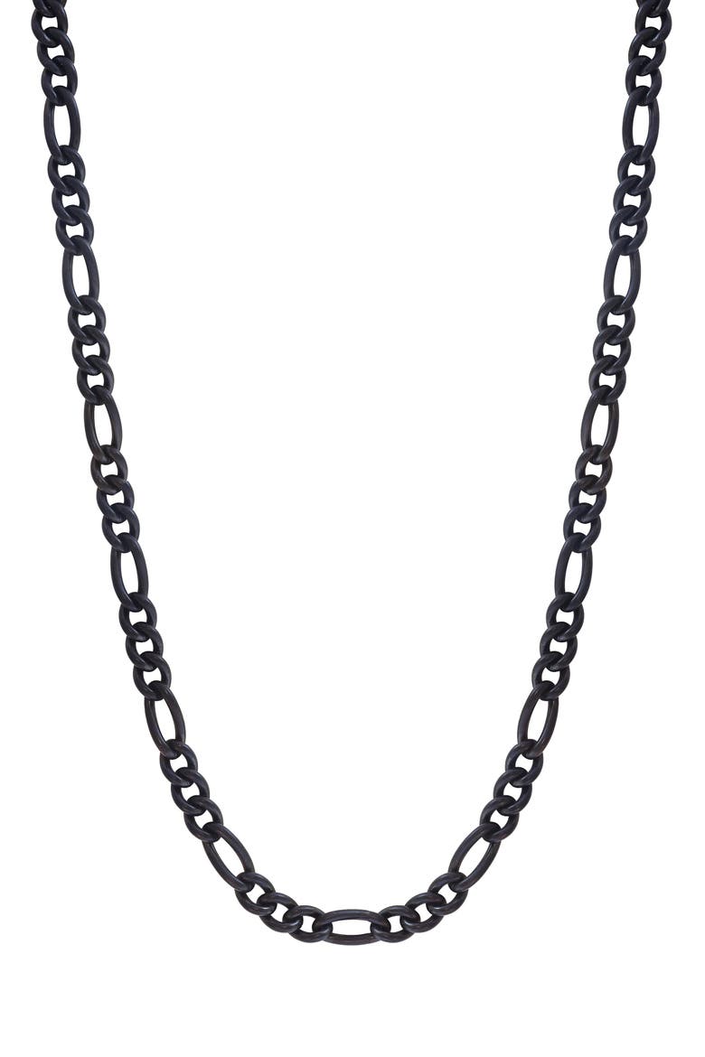Men's Black Titanium Figaro Chain Necklace, Main, color, BLACK