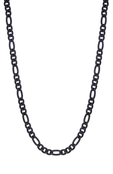 Men's Black Titanium Figaro Chain Necklace