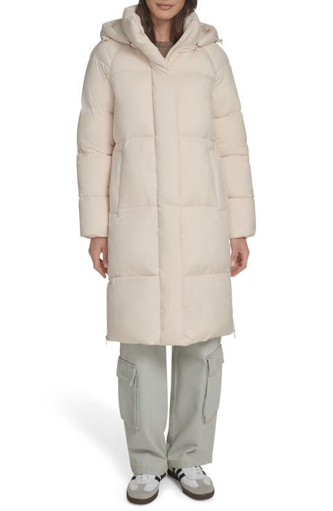 Water Resistant Mid Length Hooded Puffer Jacket