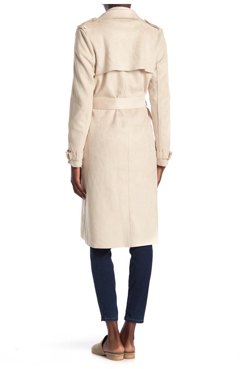 PHILOSOPHY BY RPUBLIC CLOTHING Belted Faux Suede Trench Coat, Alternate, color, 