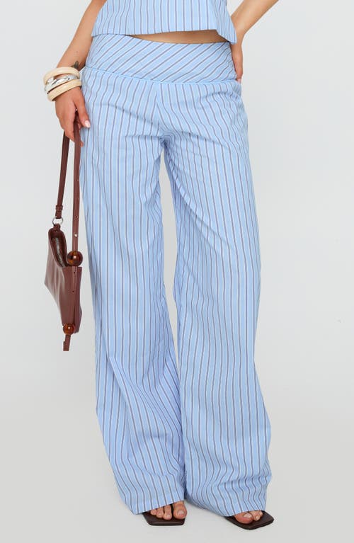 Princess Polly Sofea Stripe Wide Leg Pants In Blue