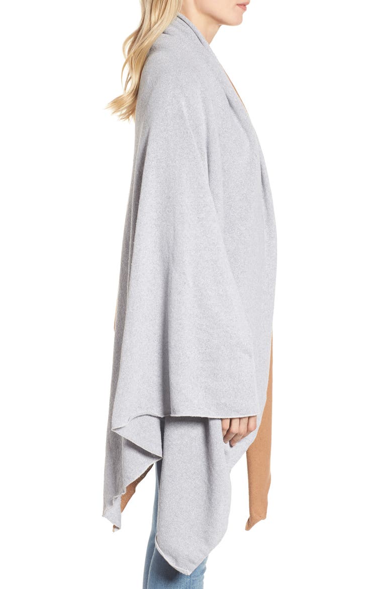 Donni Charm Chilly Colorblock Blanket Scarf, Alternate, color, CAMEL/ HEATHER GREY