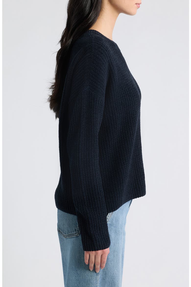 Crewneck Organic Cotton Sweater, Alternate, color, BLACK