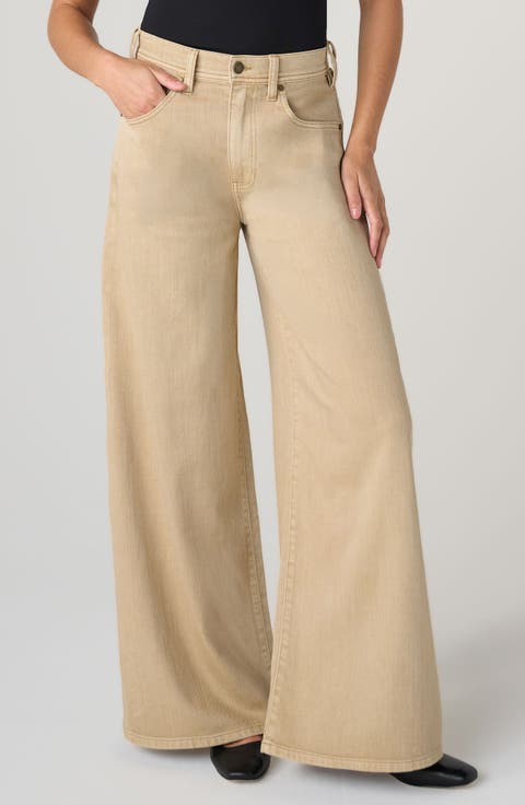 Kit High Waist Relaxed Wide Leg Jeans (Light Khaki)