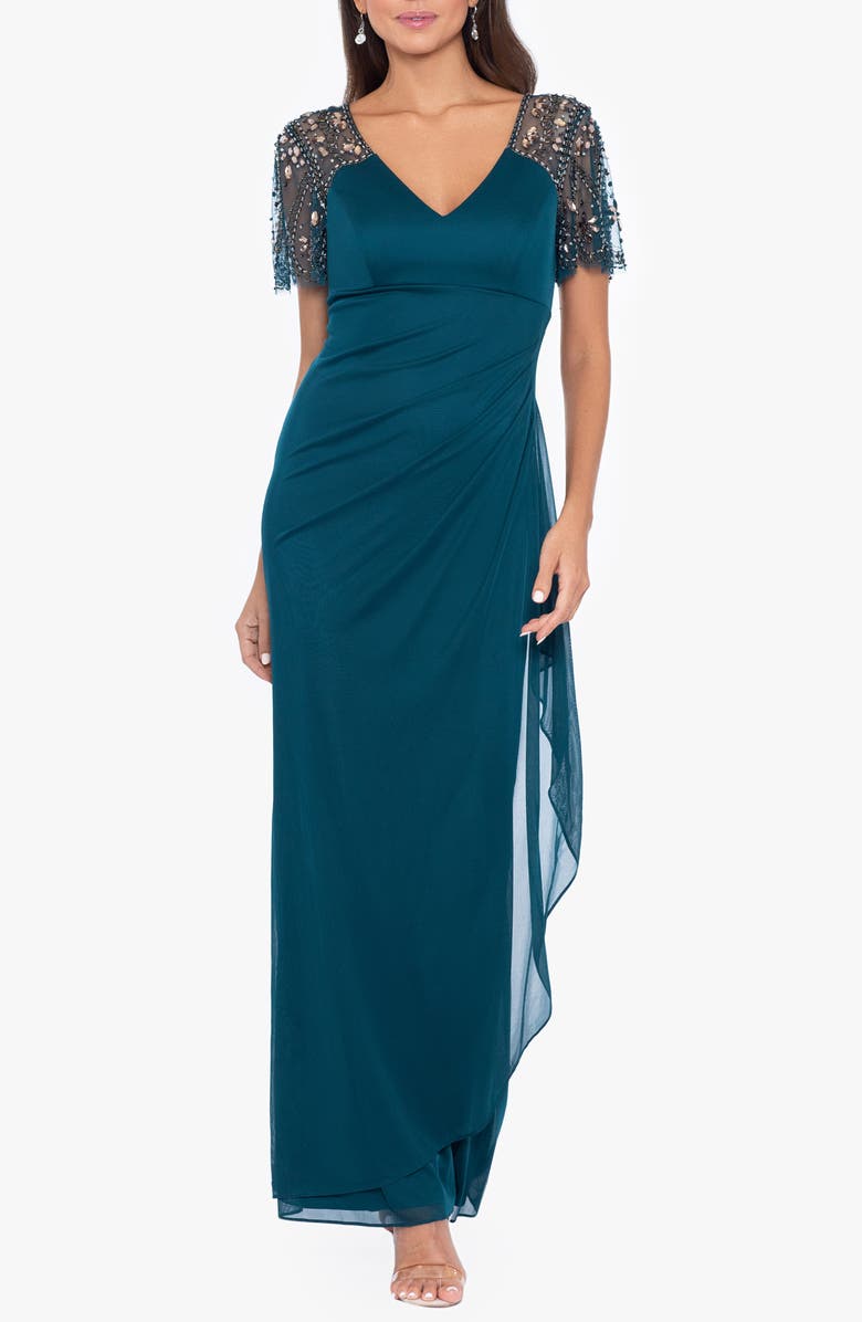 Xscape Evenings Xscape Embellished Chiffon Column Gown, Main, color, 