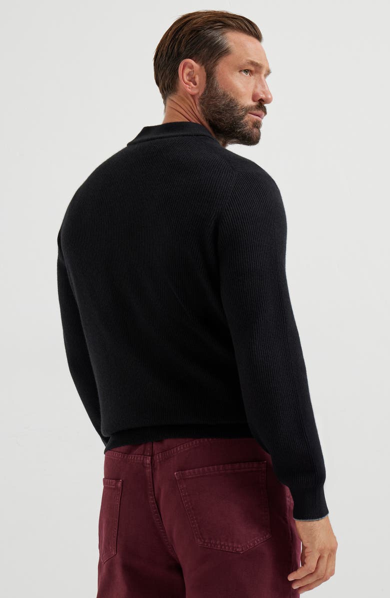 Brunello Cucinelli English Rib knit sweater, Alternate, color, Black