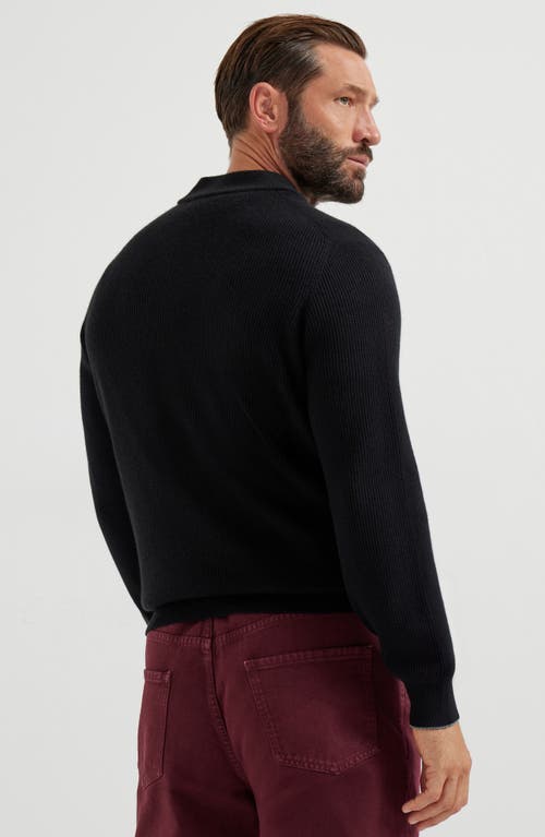 Brunello Cucinelli English Rib Knit Sweater In Black