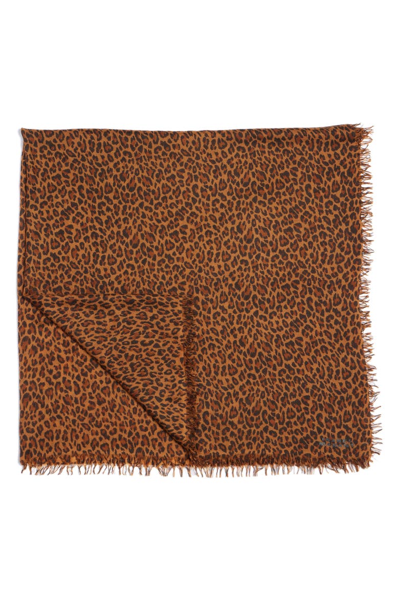Isabel Marant Madicia Leopard Print Wool & Cashmere Scarf, Main, color, 