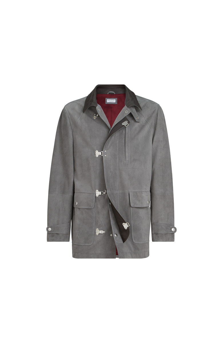 Brunello Cucinelli Suede outerwear, Alternate, color, Medium Grey