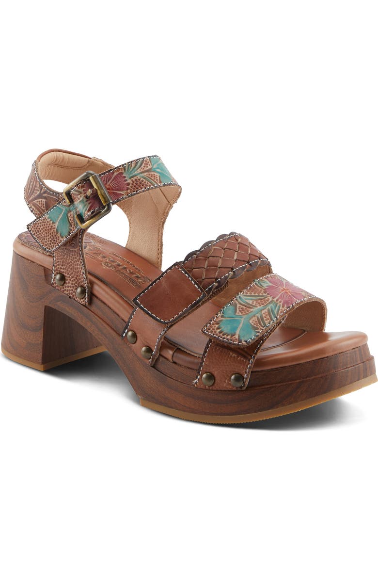 L'Artiste by Spring Step Retropel Ankle Strap Platform Sandal, Main, color, Brown Multi
