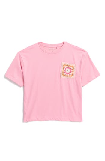 JESSICA SIMPSON JESSICA SIMPSON KIDS' CROCHET POCKET T-SHIRT 