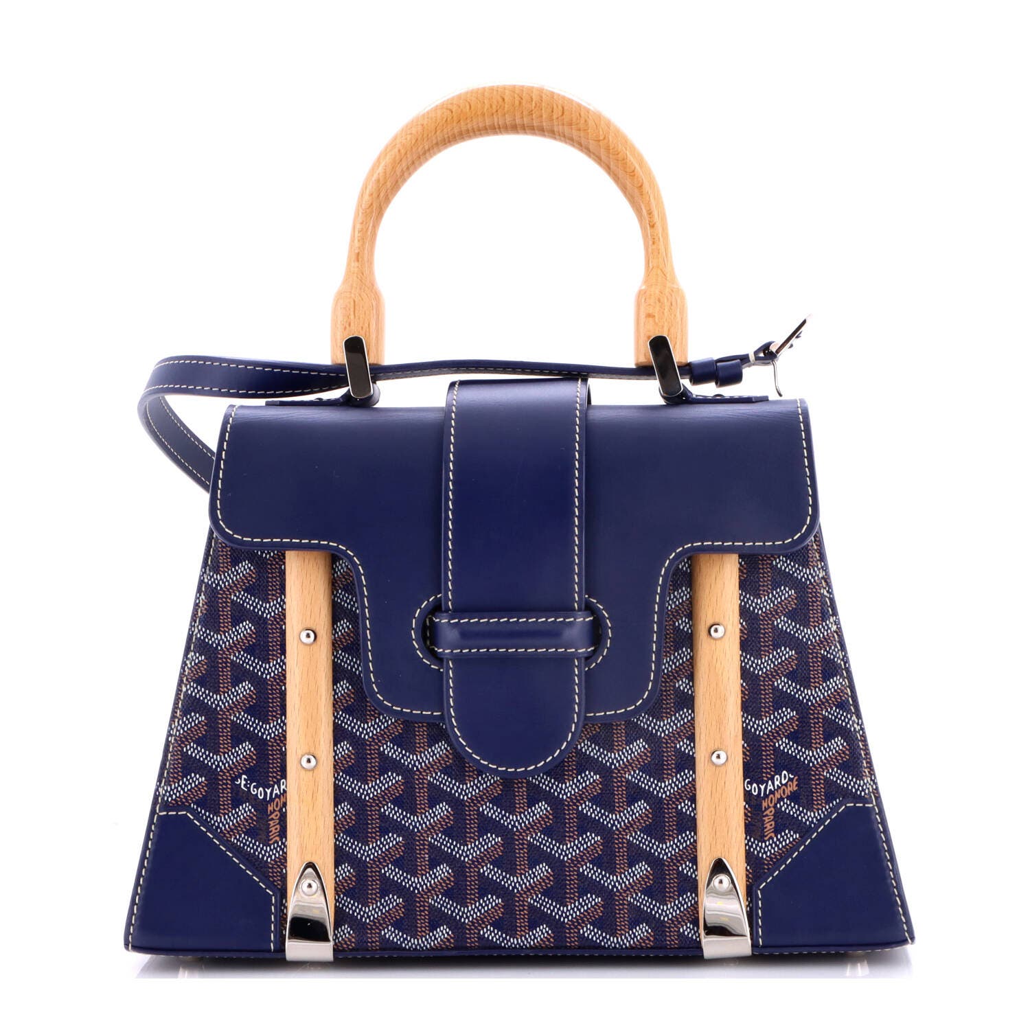 Saigon Top Handle Bag Coated Canvas with Leather PM, Main, color, Blue