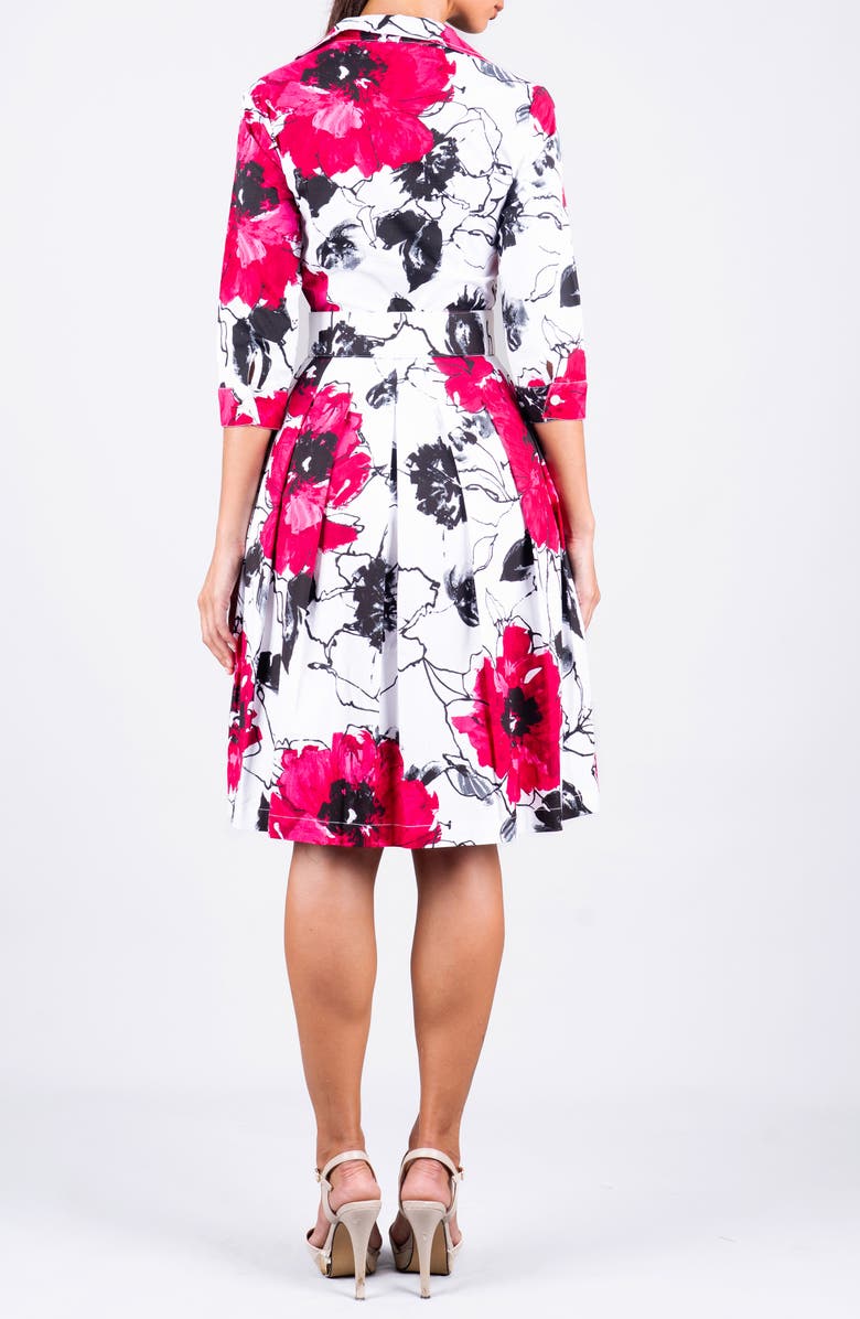 SAMANTHA SUNG Pleated Stretch Audrey Shirtdress, Alternate, color, Fiori