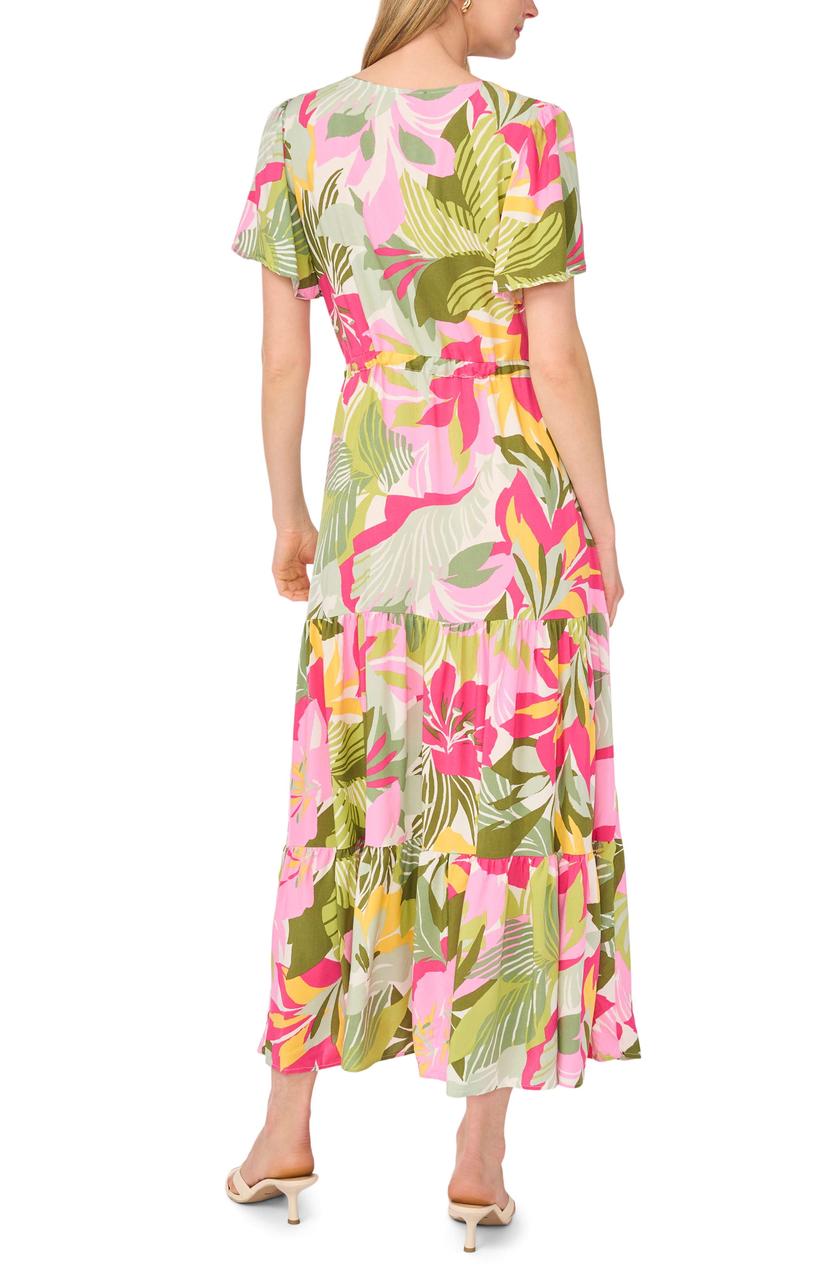 Print Tie Waist Tiered Maxi Dress - image 2