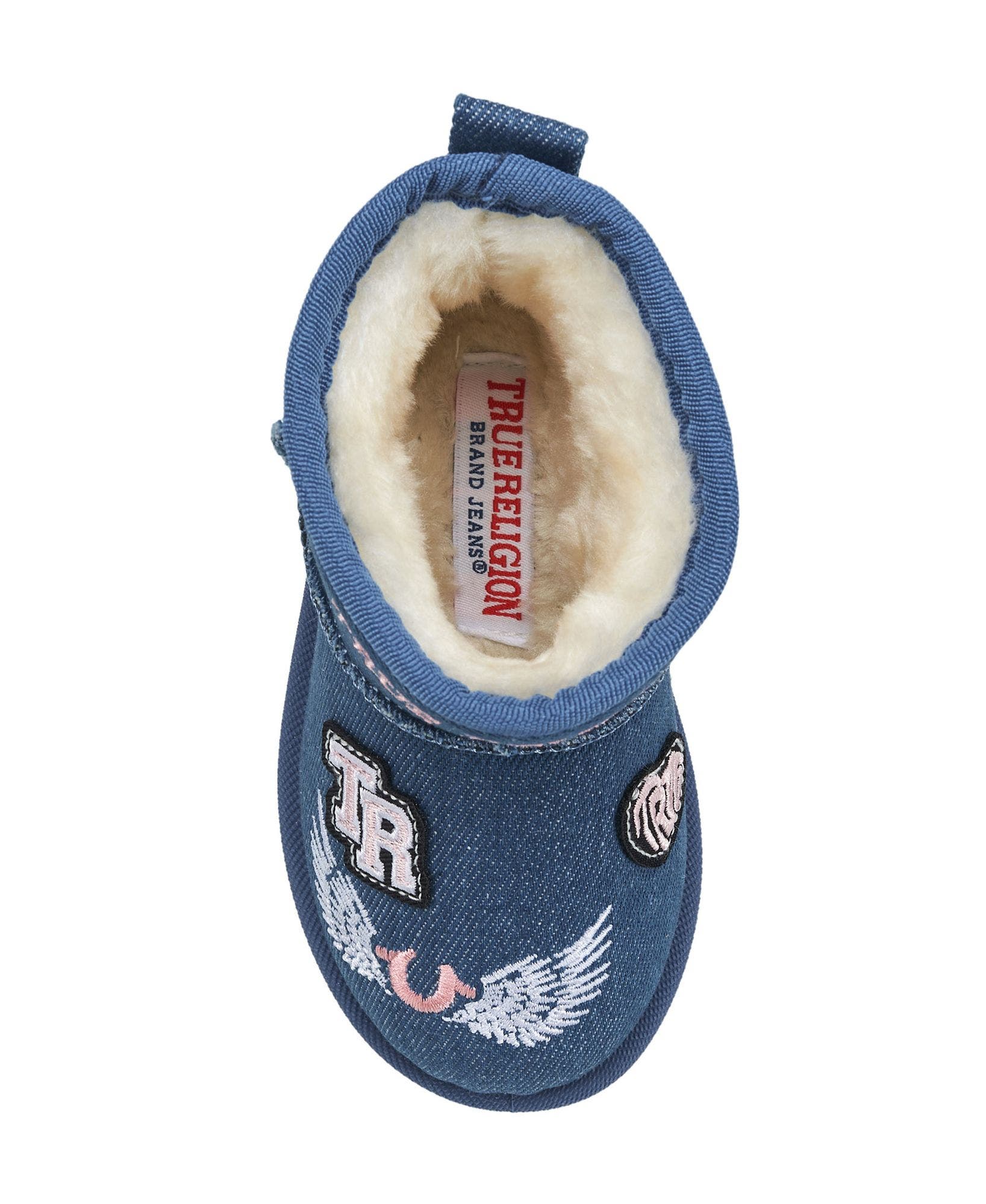 Kids' Lizzo Logo Patch Cozy Boot, Alternate, color, Dark Denim