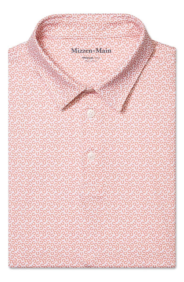 Mizzen+Main Versa Trim Fit Horseshoe Print Performance Polo, Alternate, color, Burnt Orange Lucky Toss