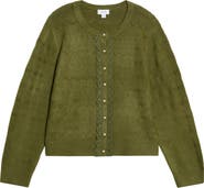 CeCe Lace Trim Pointelle Knit Cardigan