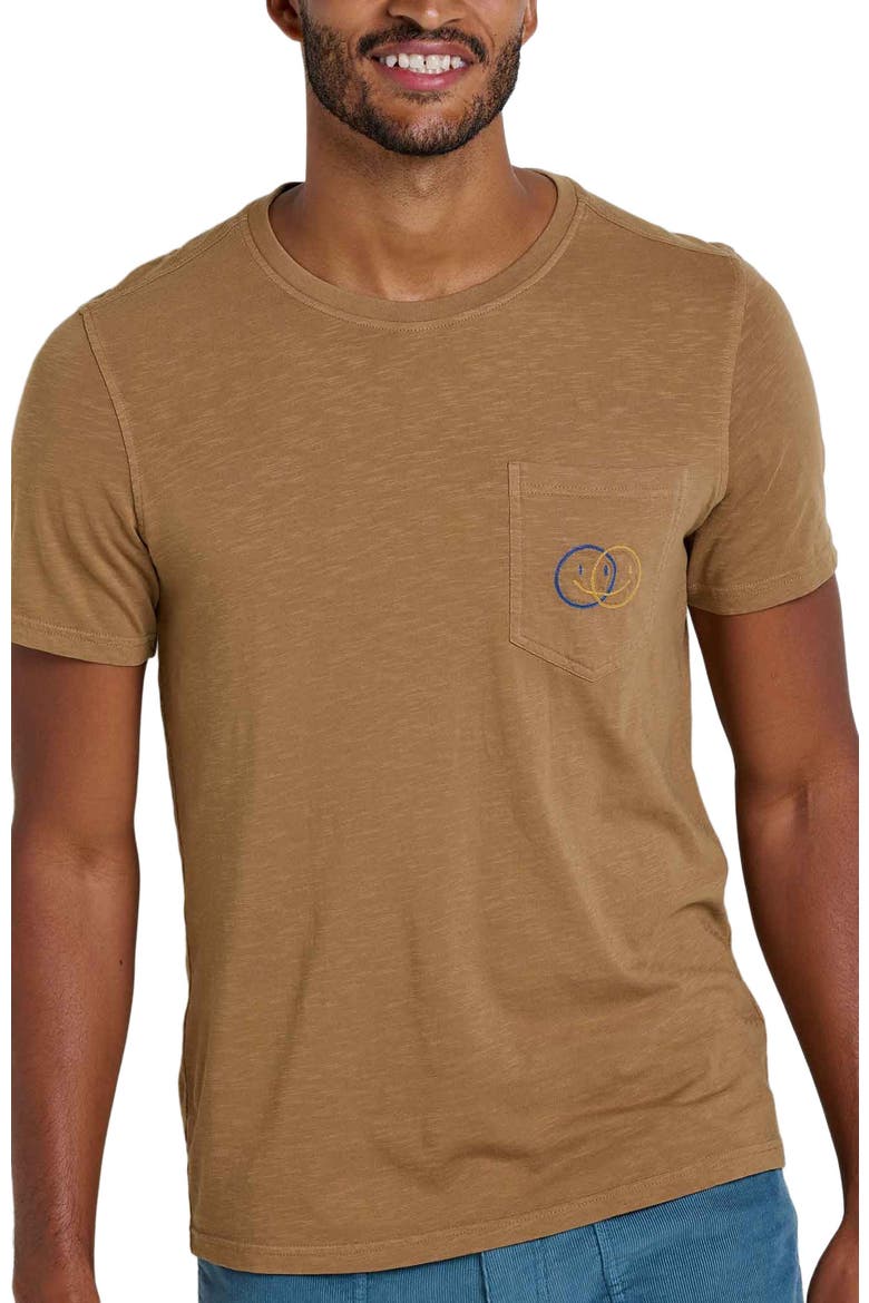 Men's Primo Short Sleeve Crew Embroidered, Alternate, color, Honey Brown Smile Embroidery