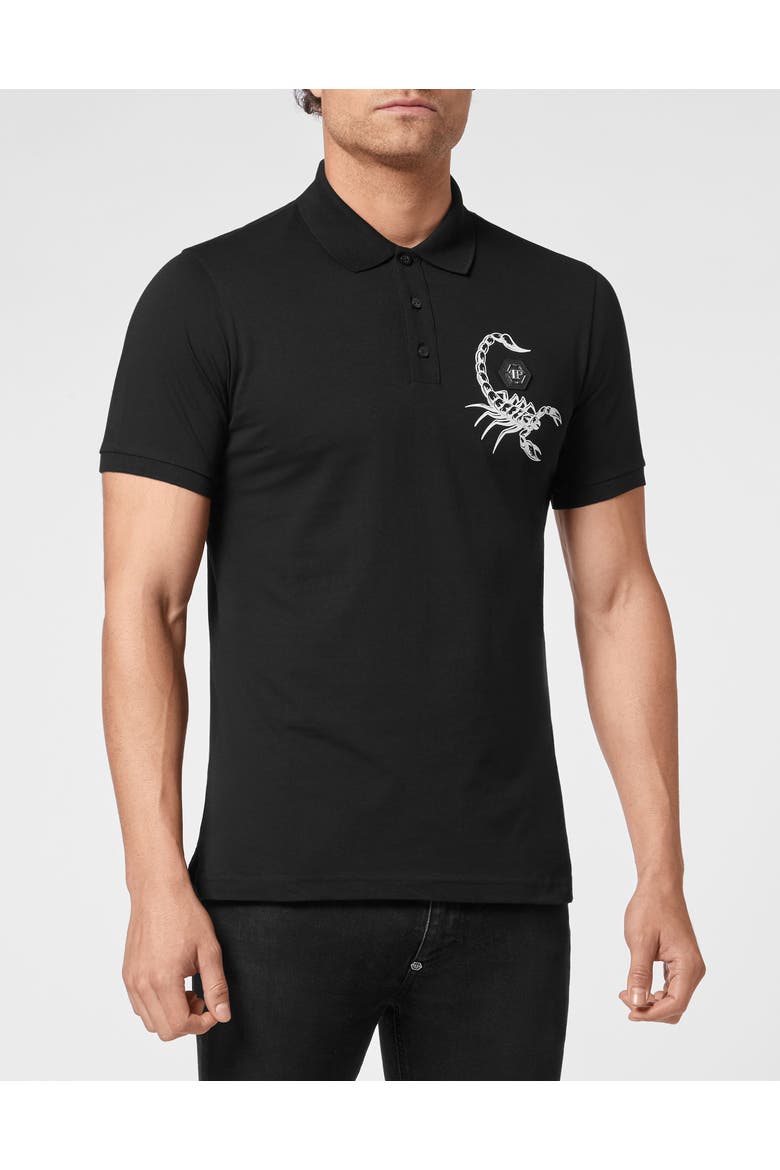 Slim Fit Polo Shirt Ss Scorpion Men, Main, color, black