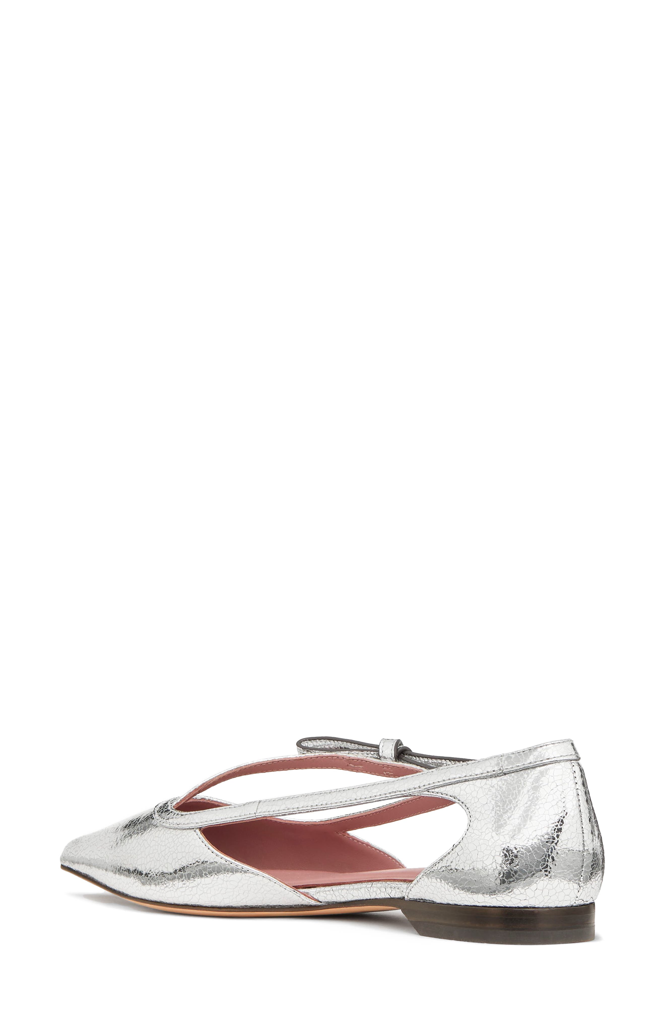 loop pointed toe leather flat, Alternate, color, SILVER
