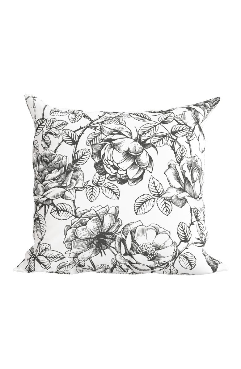 Winterborne Decor Black and White Floral Pillow in Emmaline, Main, color, Black