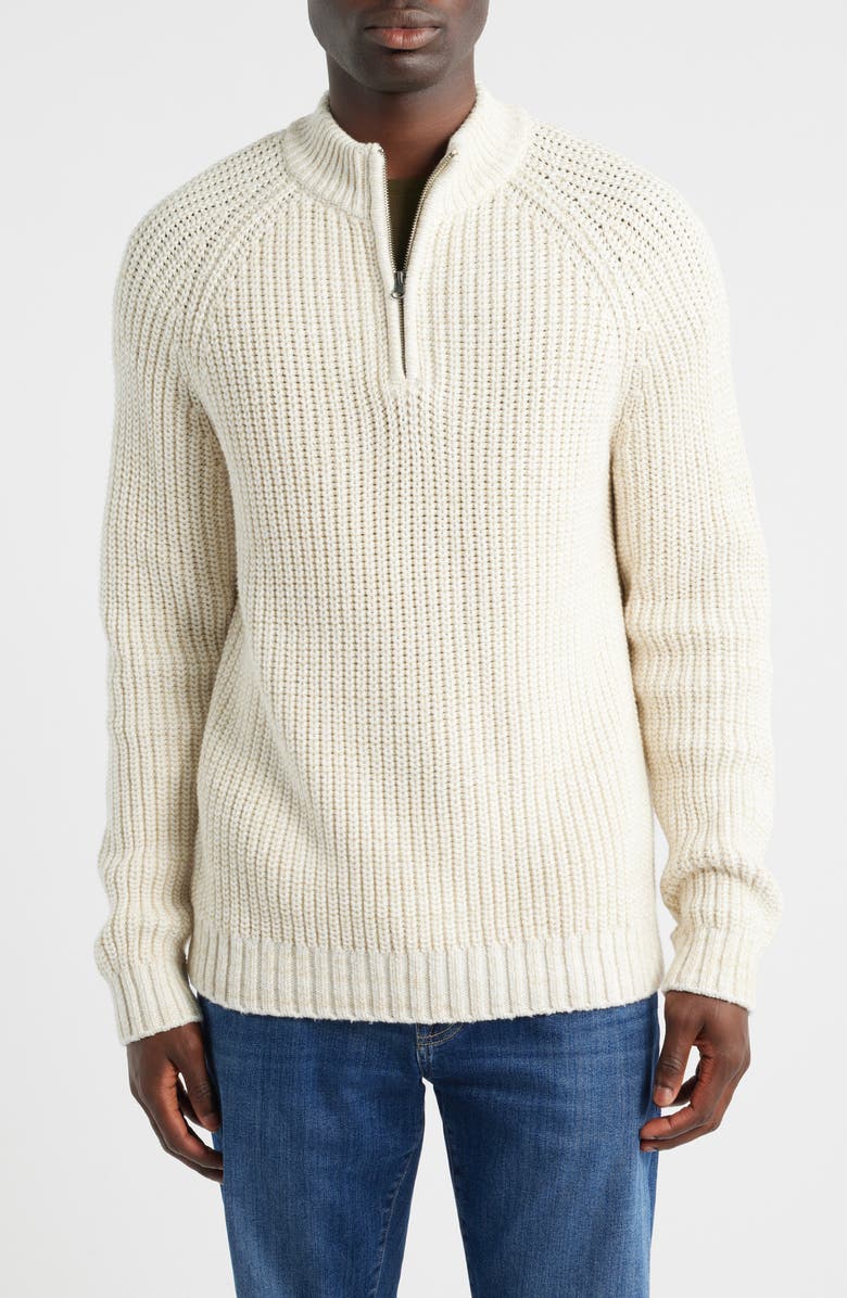 Rails Stratton Quarter Zip Sweater, Main, color, Snowdrift Marled
