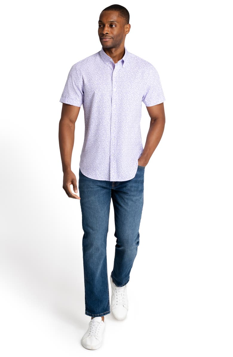 CONSTRUCT Floral Slim Fit 4-Way Stretch Short Sleeve Button-Up Shirt, Alternate, color,