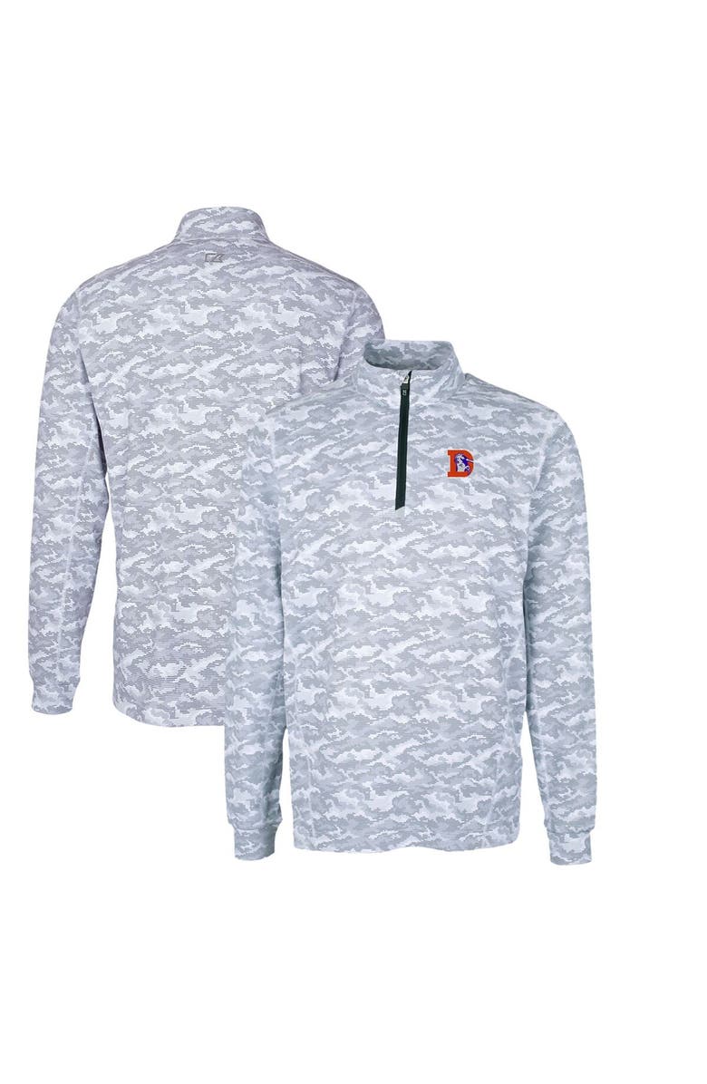 Cutter & Buck Men's Cutter & Buck Charcoal Denver Broncos Throwback Logo Big & Tall Traverse Camo Print Stretch Quarter-Zip Pullover Top, Main, color, Charcoal