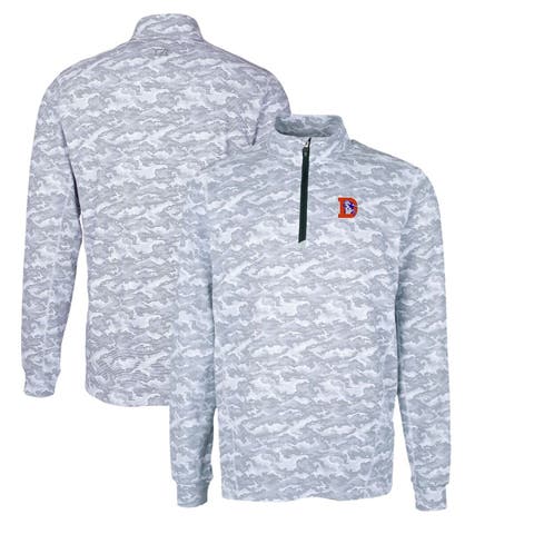 Men's Cutter & Buck Charcoal Denver Broncos Throwback Logo Big & Tall Traverse Camo Print Stretch Quarter-Zip Pullover Top