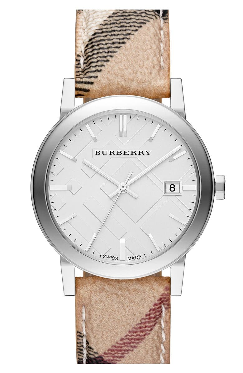 Burberry Large Check Strap Watch, 38mm, Main, color,