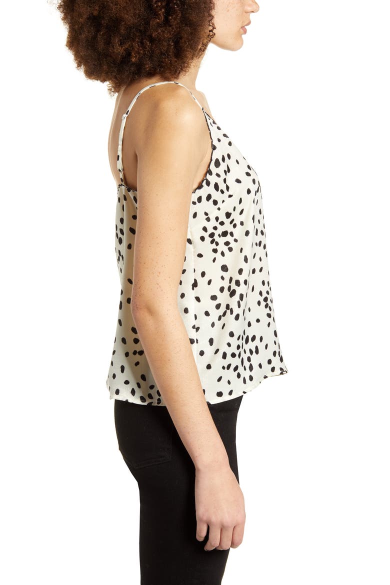 Scalloped Satin Camisole, Alternate, color, IVORY- BLACK SCATTERED DOT