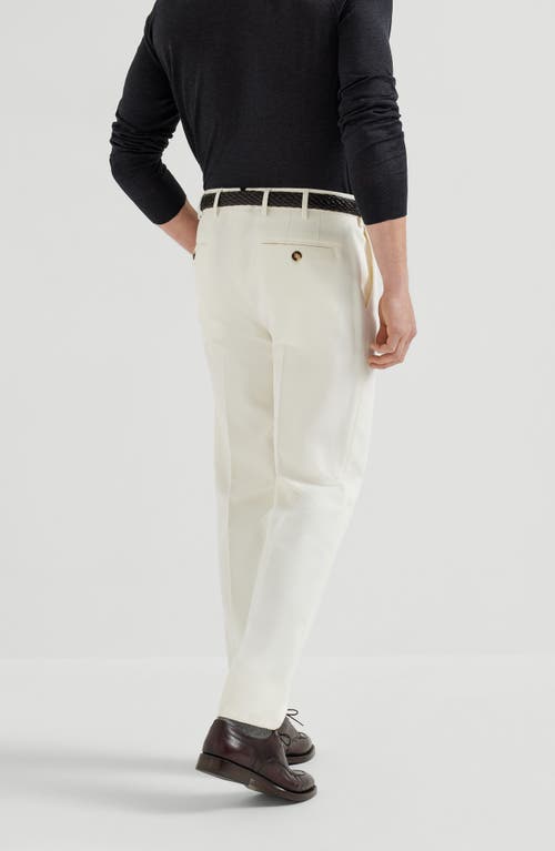 Brunello Cucinelli Cotton-virgin Wool Gabardine Italian Trousers In White